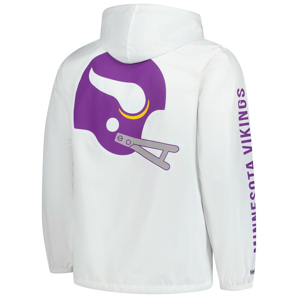 Mitchell & Ness Minnesota Vikings Vintage Logo Coaches Full-Snap Hoodie Jacket White