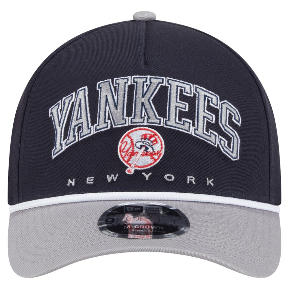 New York Yankees New Era Arch 9FORTY A-Frame M-Crown Adjustable Hat - Navy/Gray - New Era on Sale