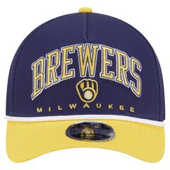 Milwaukee Brewers New Era Arch 9FORTY A-Frame M-Crown Adjustable Hat - Navy/Gold - New Era Sale
