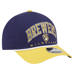 Milwaukee Brewers New Era Arch 9FORTY A-Frame M-Crown Adjustable Hat - Navy/Gold - New Era Sale