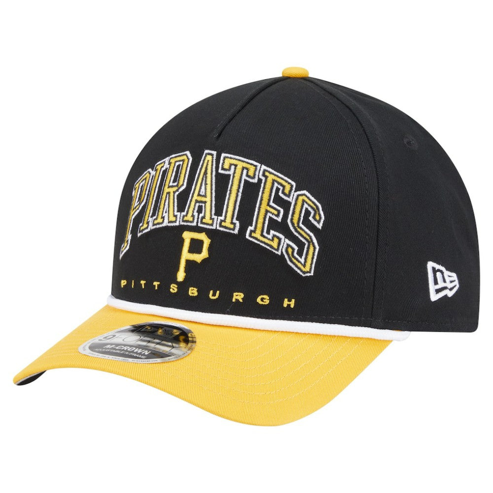 Pittsburgh Pirates New Era Arch 9FORTY A-Frame M-Crown Adjustable Hat - Black/Gold - New Era Online