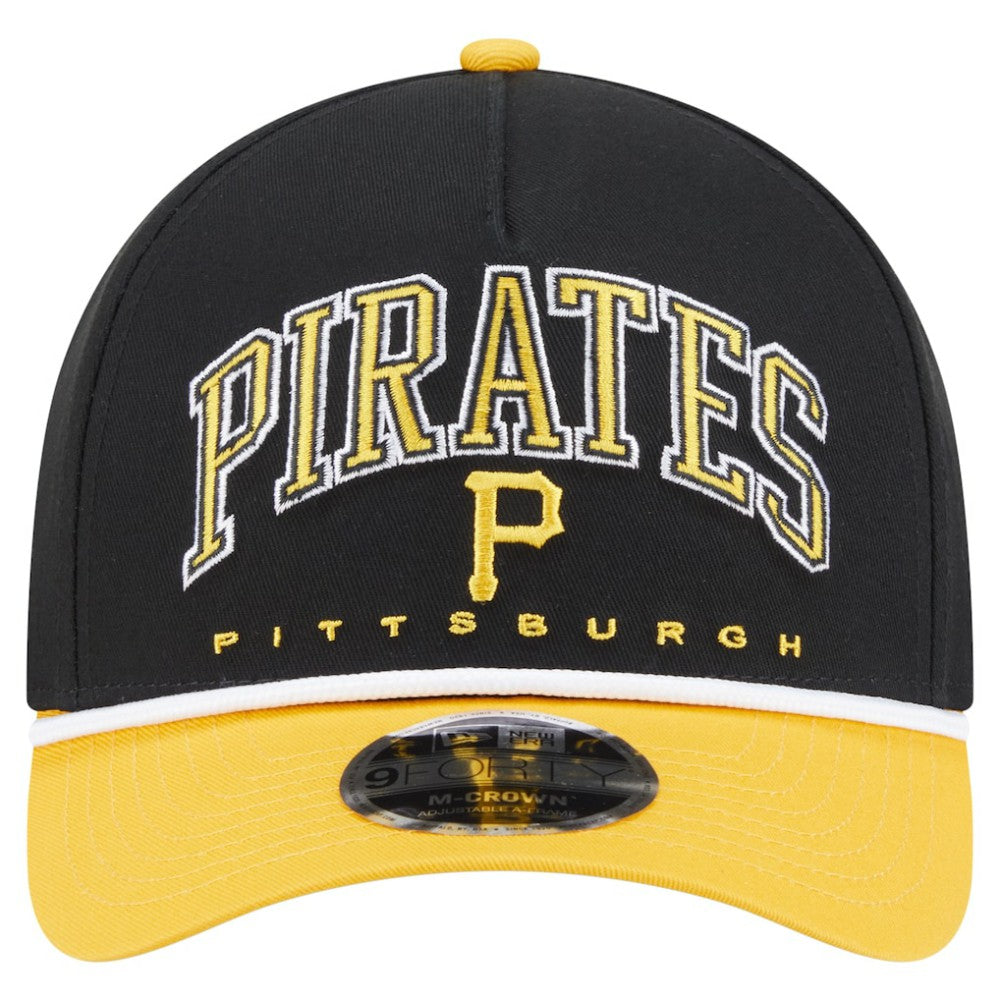 Pittsburgh Pirates New Era Arch 9FORTY A-Frame M-Crown Adjustable Hat - Black/Gold - New Era Online