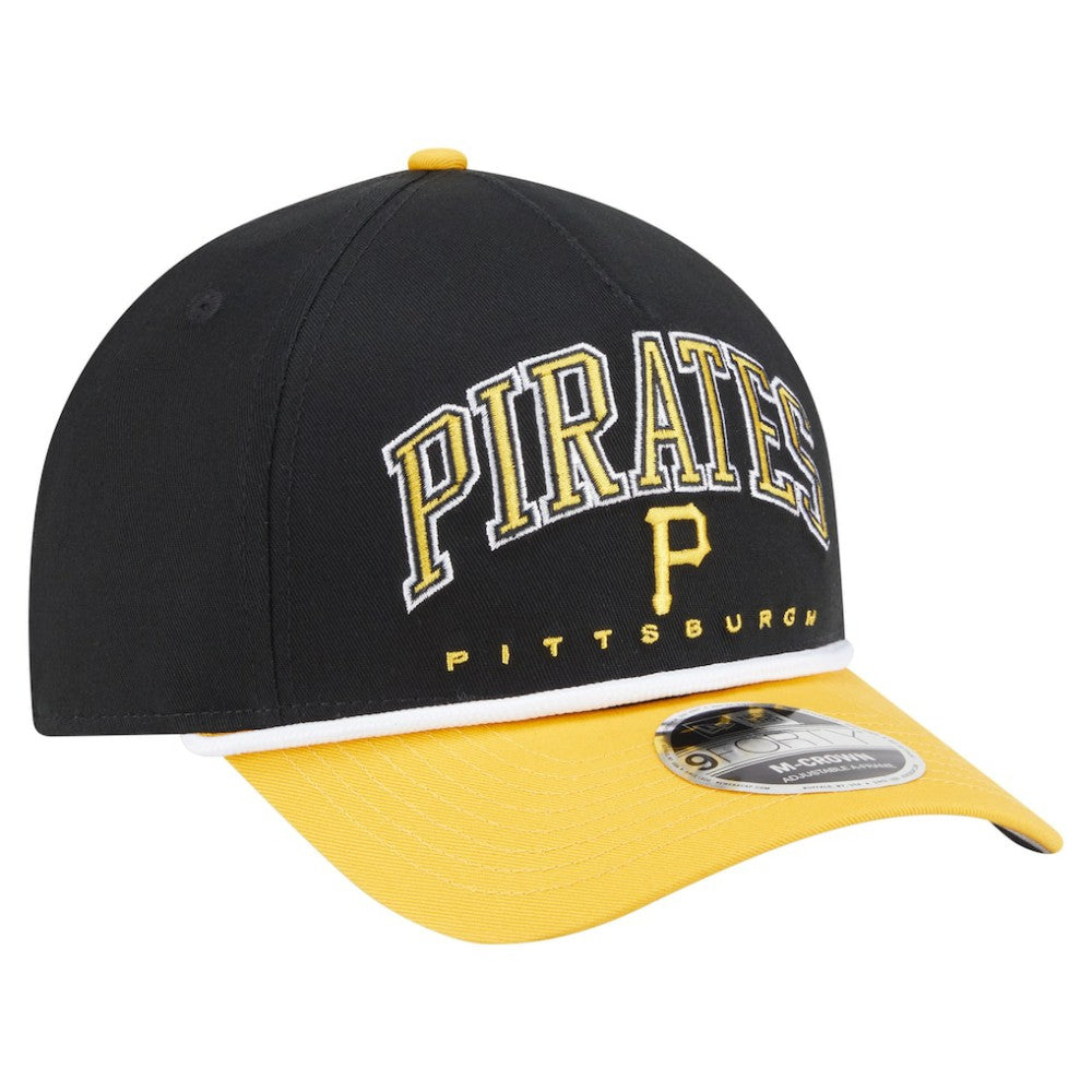 Pittsburgh Pirates New Era Arch 9FORTY A-Frame M-Crown Adjustable Hat - Black/Gold - New Era Online
