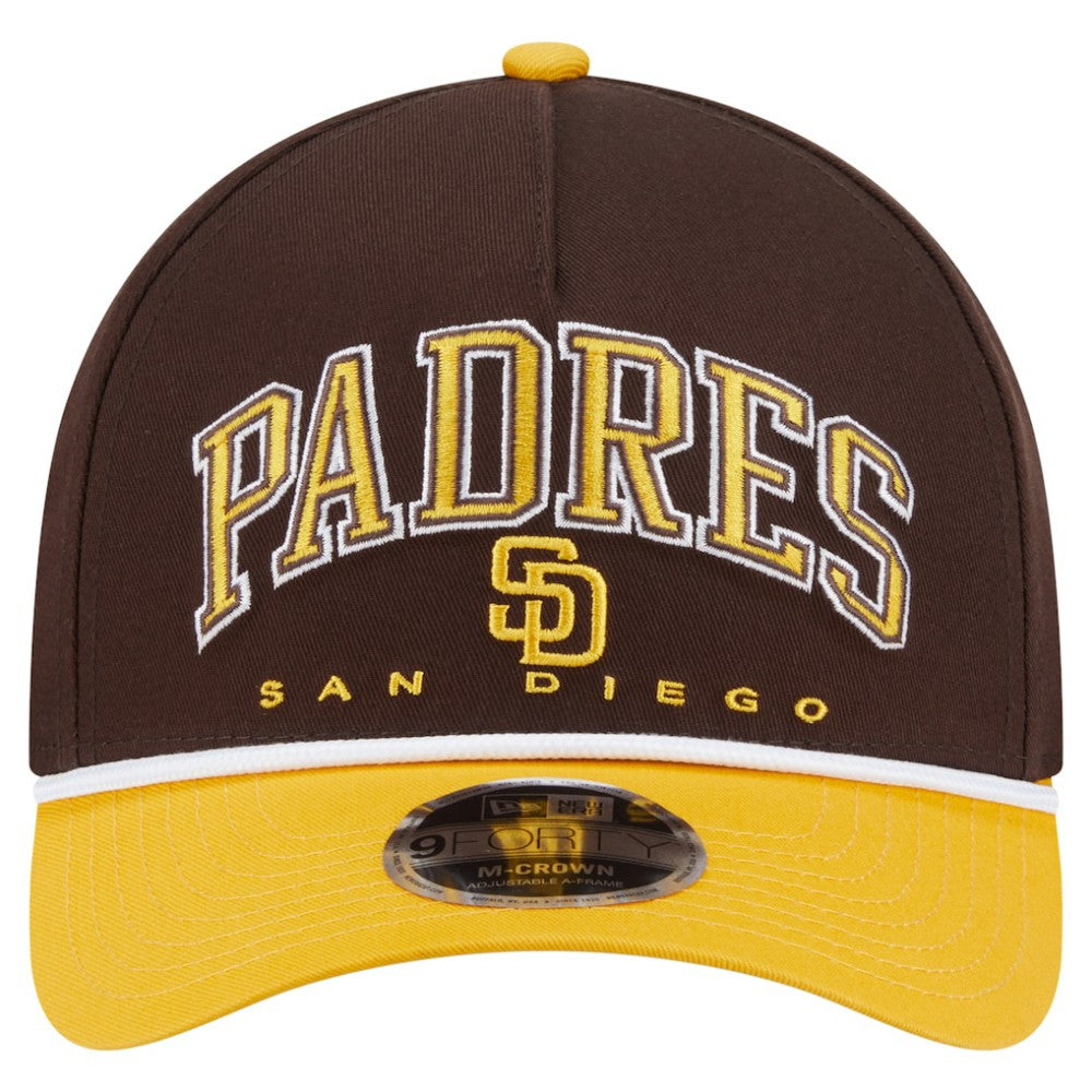 San Diego Padres New Era Arch 9FORTY A-Frame M-Crown Adjustable Hat - Brown/Gold - New Era on Sale