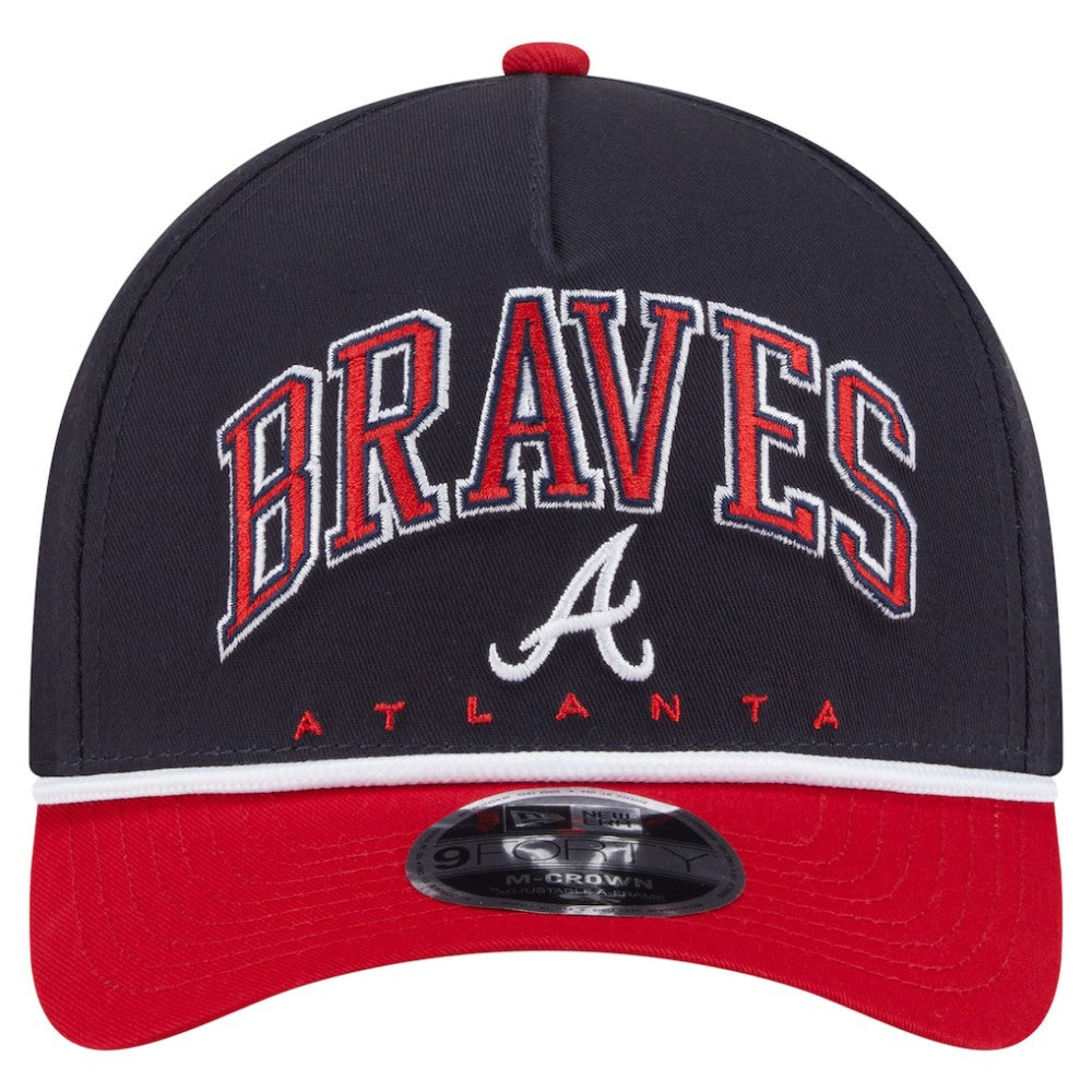 Atlanta Braves New Era Arch 9FORTY A-Frame M-Crown Adjustable Hat - Navy/Red - New Era Lifestyle