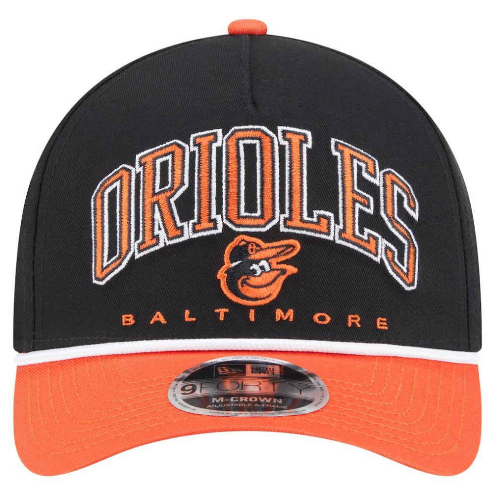 Baltimore Orioles New Era Arch 9FORTY A-Frame M-Crown Adjustable Hat - Black/Orange - New Era Sale
