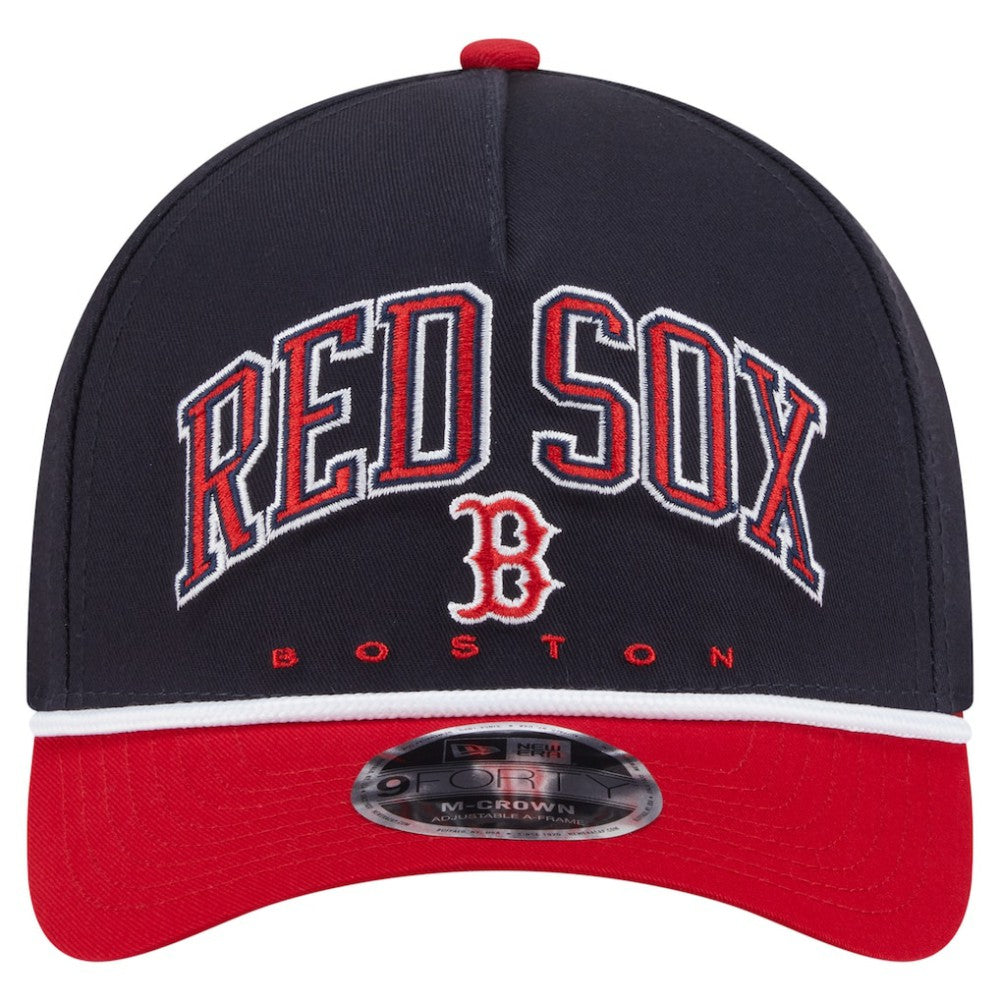 Boston Red Sox New Era Arch 9FORTY A-Frame M-Crown Adjustable Hat - Navy/Red - New Era Online