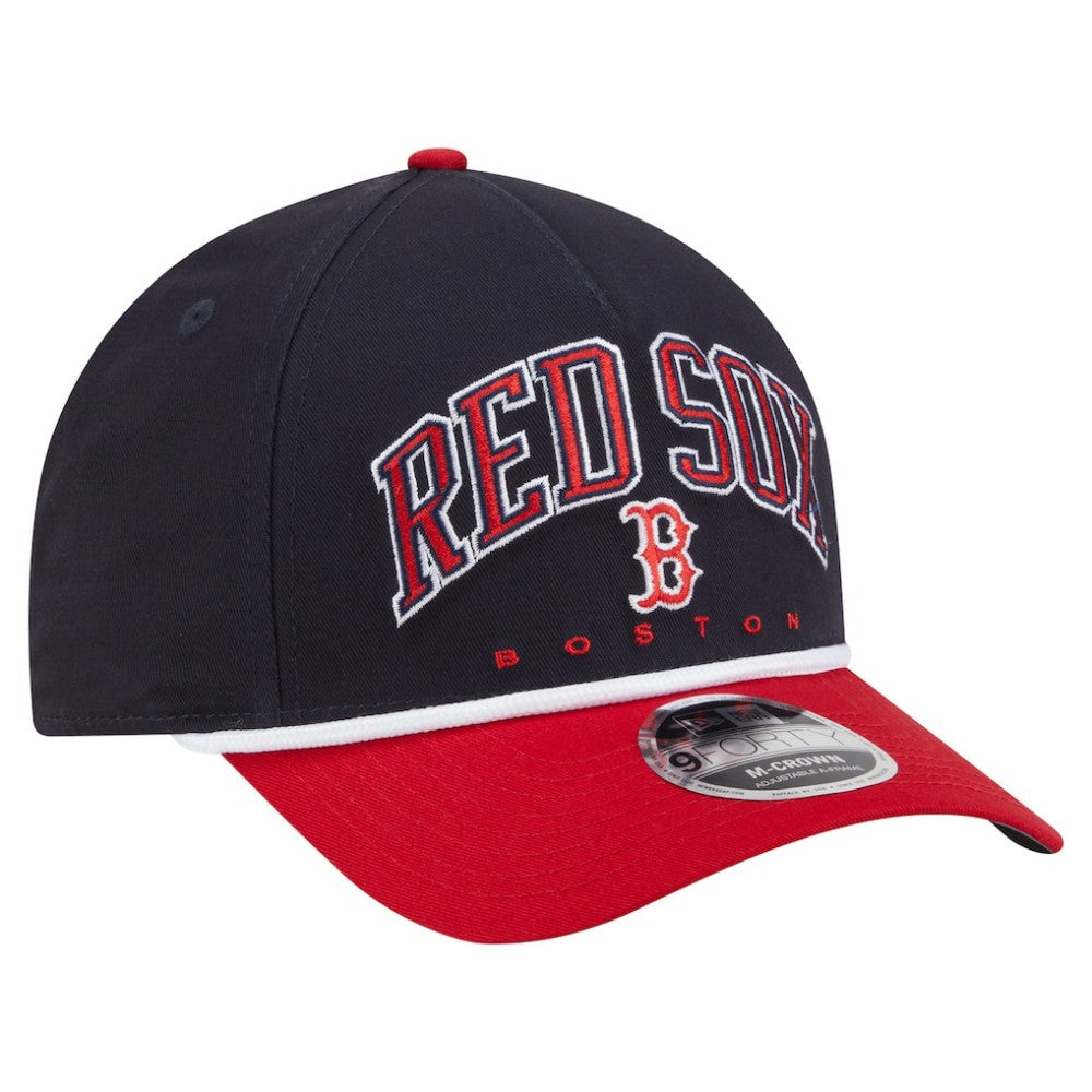 Boston Red Sox New Era Arch 9FORTY A-Frame M-Crown Adjustable Hat - Navy/Red - New Era Online