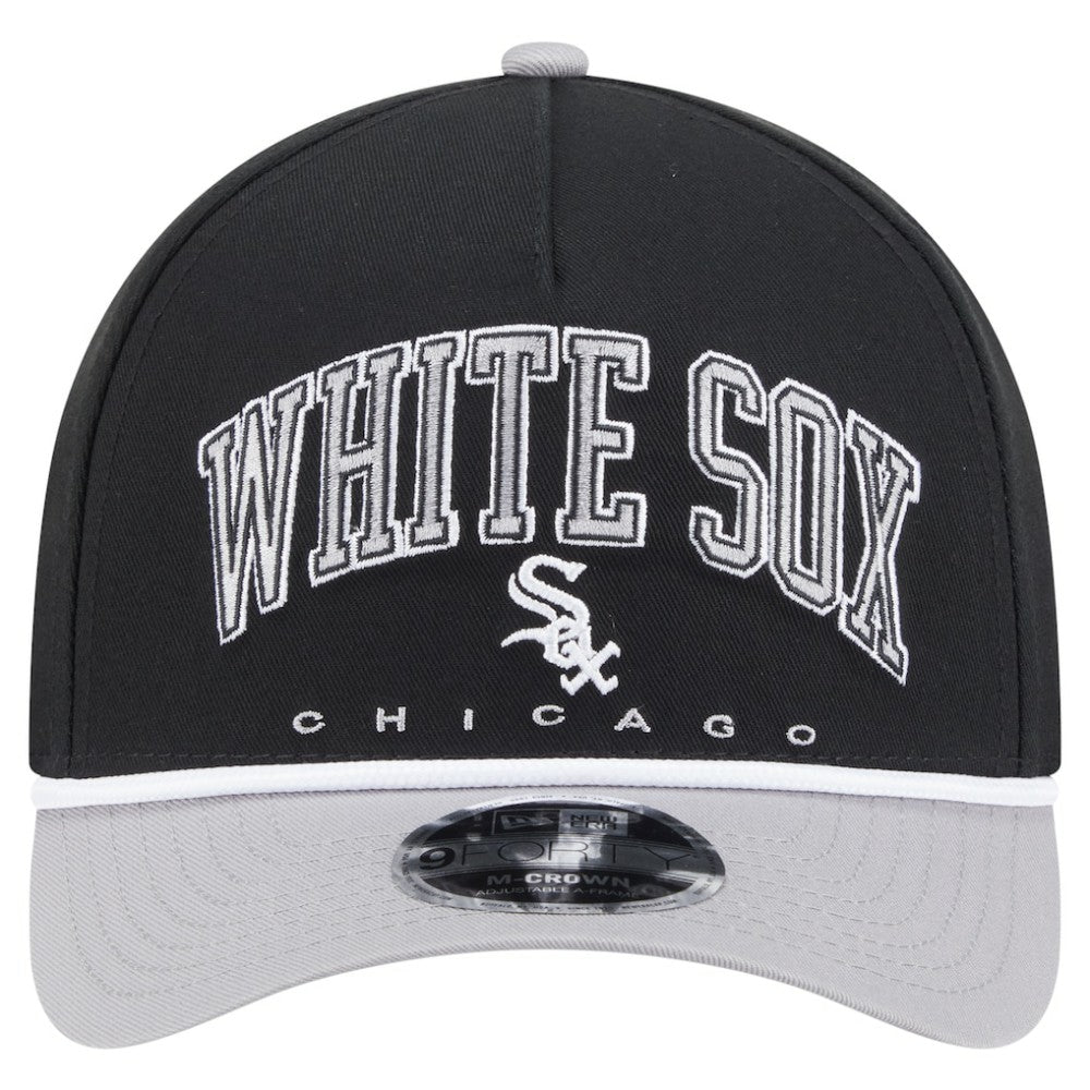 Chicago White Sox New Era Arch 9FORTY A-Frame M-Crown Adjustable Hat - Black/Gray - New Era Online