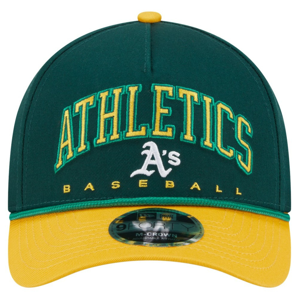 Athletics New Era Arch 9FORTY A-Frame M-Crown Adjustable Hat - Green/Gold - New Era Sale