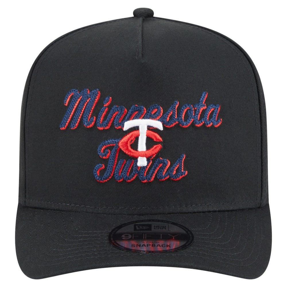 Minnesota Twins New Era Chainstitch 9FIFTY A-Frame Snapback Hat - Black - New Era Discount