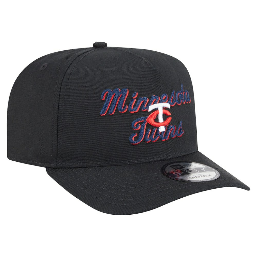 Minnesota Twins New Era Chainstitch 9FIFTY A-Frame Snapback Hat - Black - New Era Discount
