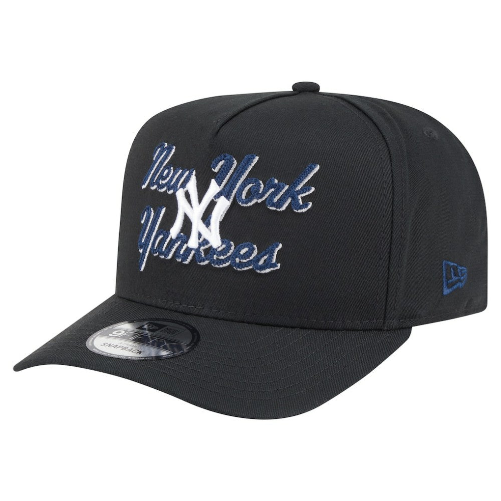 New York Yankees New Era Chainstitch 9FIFTY A-Frame Snapback Hat - Black - New Era Discount