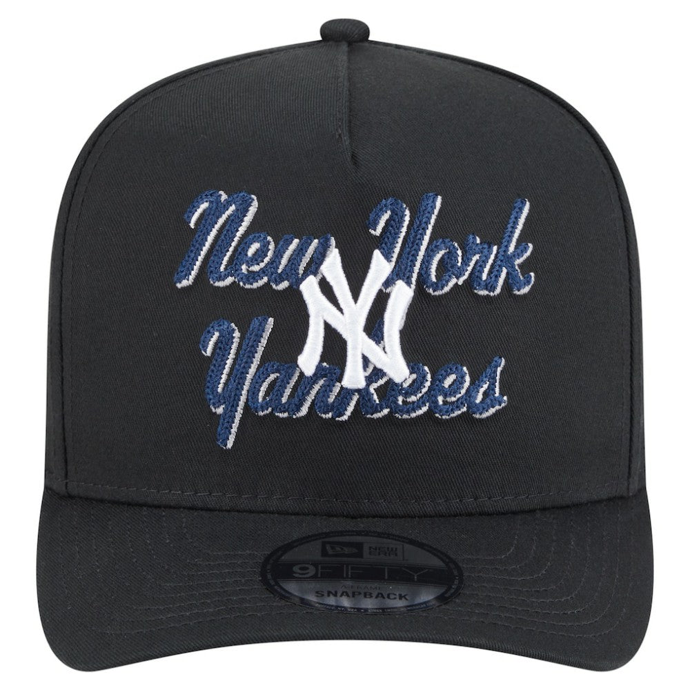 New York Yankees New Era Chainstitch 9FIFTY A-Frame Snapback Hat - Black - New Era Discount