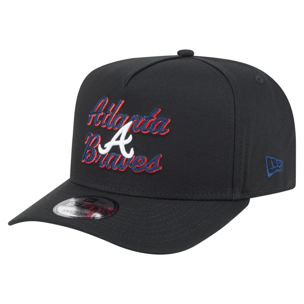 Atlanta Braves New Era Chainstitch 9FIFTY A-Frame Snapback Hat - Black - New Era on Sale