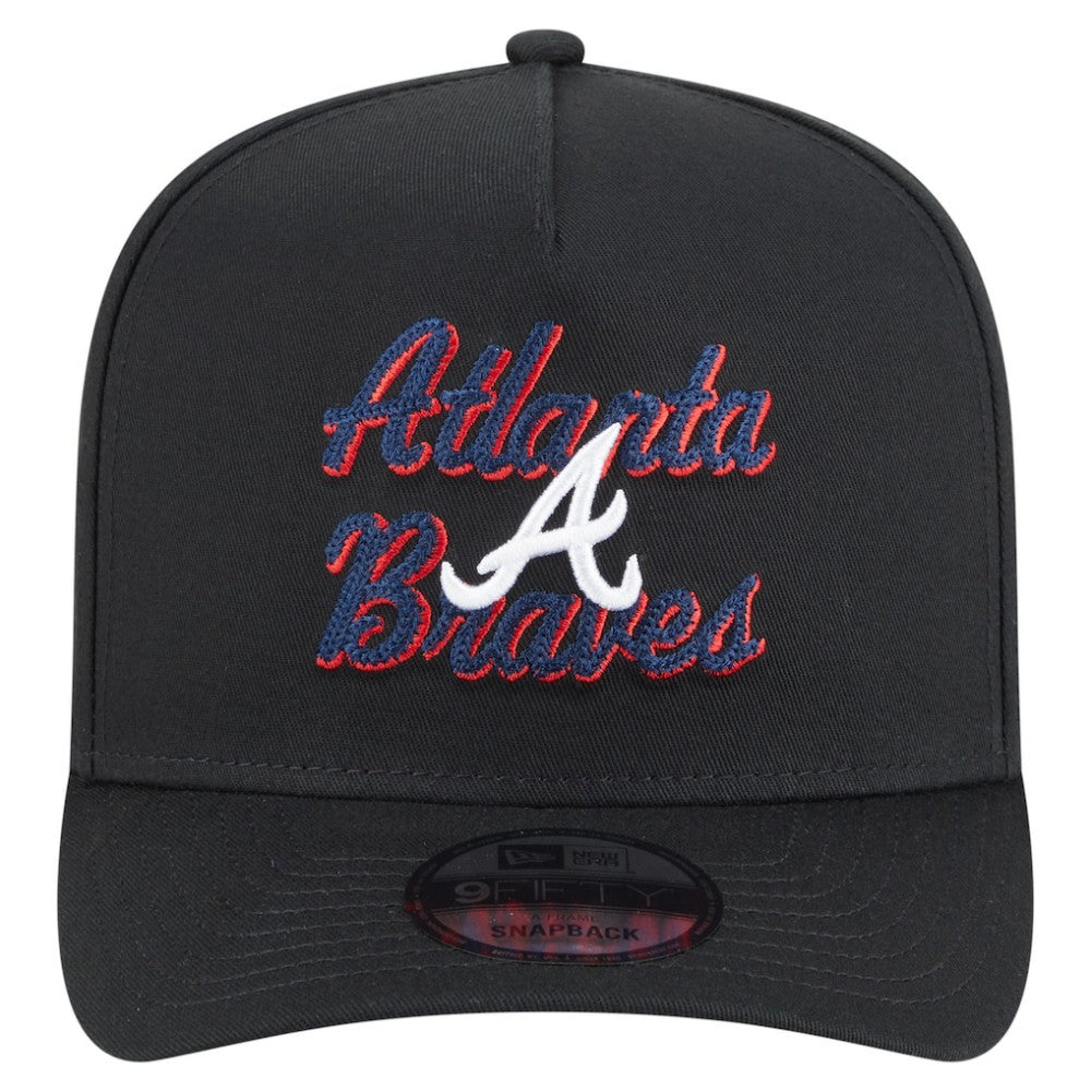 Atlanta Braves New Era Chainstitch 9FIFTY A-Frame Snapback Hat - Black - New Era on Sale