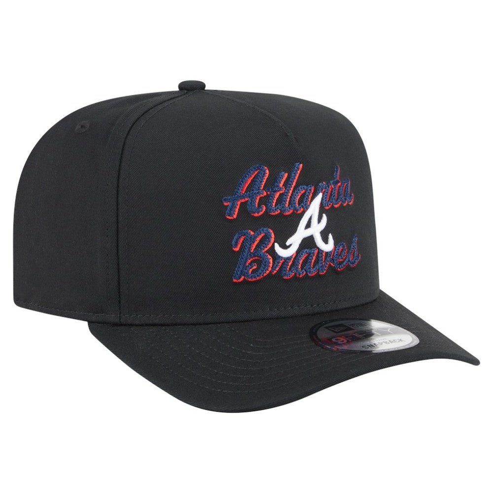 Atlanta Braves New Era Chainstitch 9FIFTY A-Frame Snapback Hat - Black - New Era on Sale