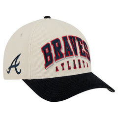 Atlanta Braves New Era Sided Corduroy 9FORTY A-Frame Adjustable Hat - Cream/Navy - New Era Lifestyle
