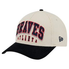 Atlanta Braves New Era Sided Corduroy 9FORTY A-Frame Adjustable Hat - Cream/Navy - New Era Lifestyle