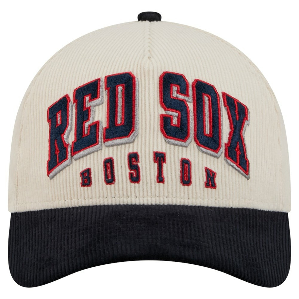 Boston Red Sox New Era Sided Corduroy 9FORTY A-Frame Adjustable Hat - Cream/Navy - New Era Lifestyle