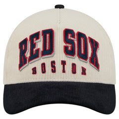 Boston Red Sox New Era Sided Corduroy 9FORTY A-Frame Adjustable Hat - Cream/Navy - New Era Lifestyle