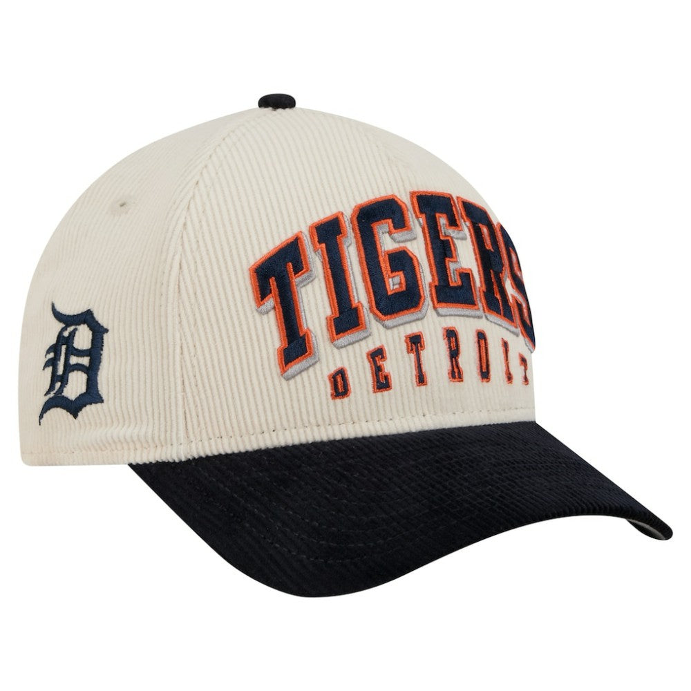 Detroit Tigers New Era Sided Corduroy 9FORTY A-Frame Adjustable Hat - Cream/Navy - New Era Online
