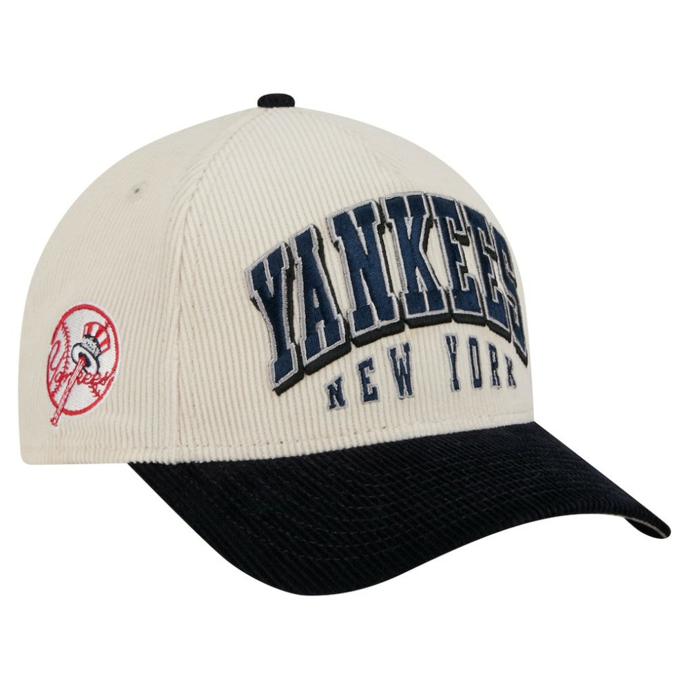 New York Yankees New Era Sided Corduroy 9FORTY A-Frame Adjustable Hat - Cream/Navy - New Era Discount