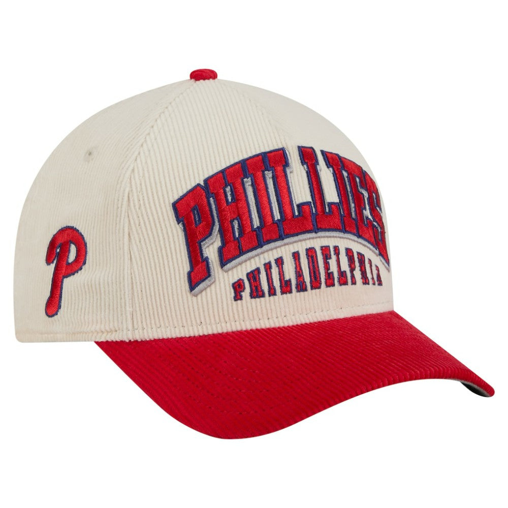 Philadelphia Phillies New Era Sided Corduroy 9FORTY A-Frame Adjustable Hat - Cream/Red - New Era Online