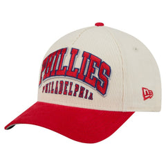 Philadelphia Phillies New Era Sided Corduroy 9FORTY A-Frame Adjustable Hat - Cream/Red - New Era Online