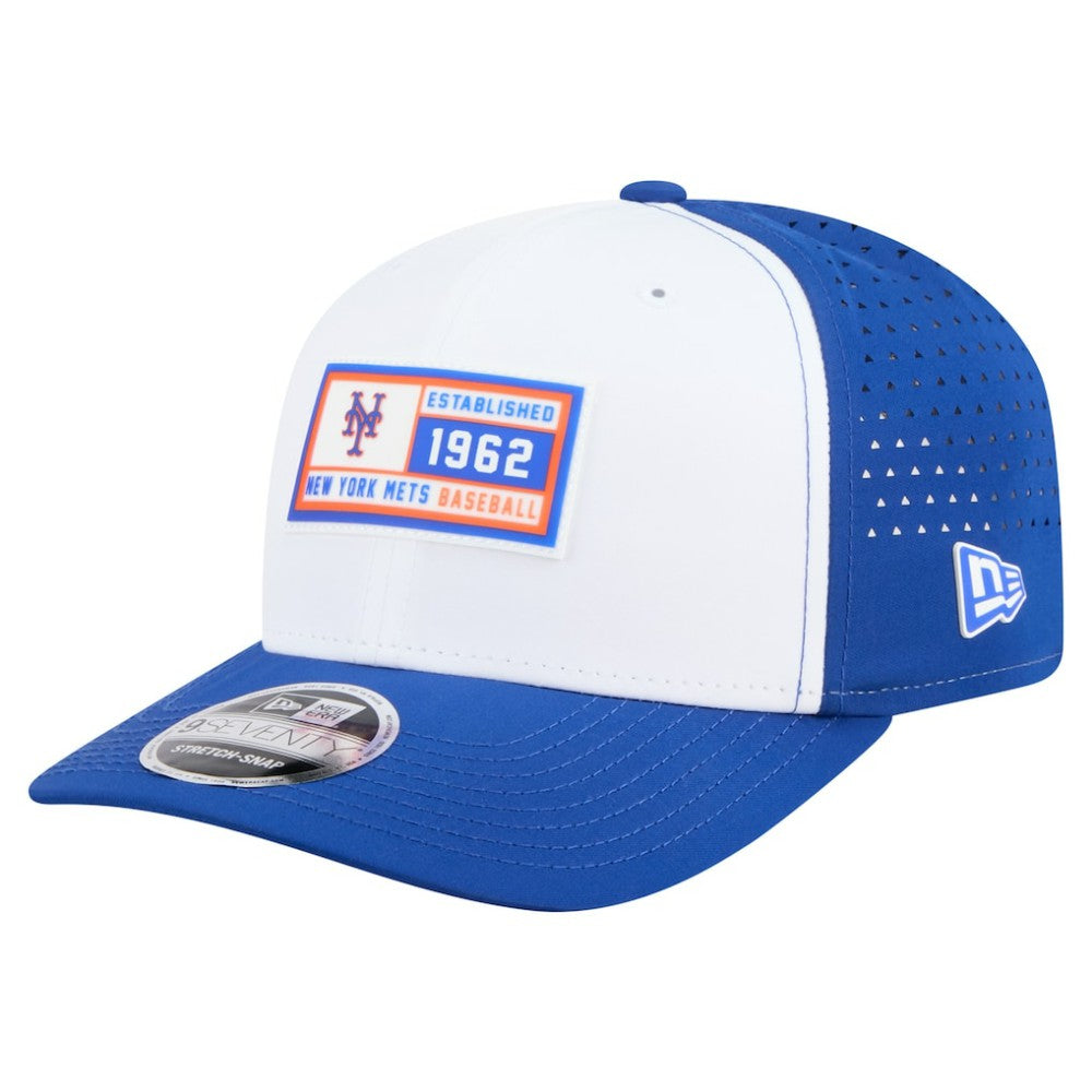 New York Mets New Era Established Patch 9SEVENTY Adjustable Hat - White/Royal - New Era on Sale