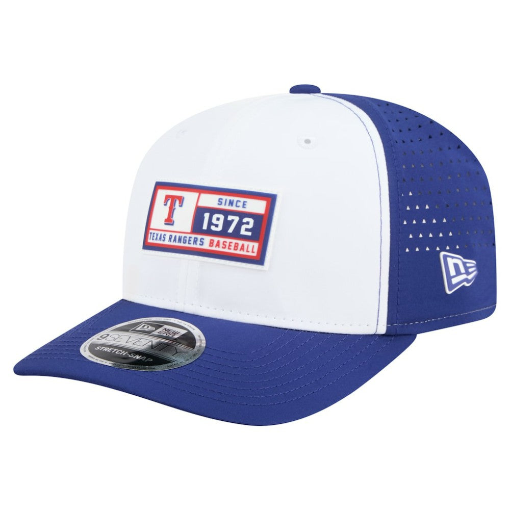 Texas Rangers New Era Established Patch 9SEVENTY Adjustable Hat - White/Royal - New Era Discount
