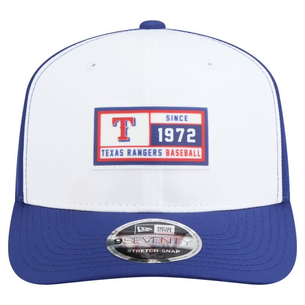 Texas Rangers New Era Established Patch 9SEVENTY Adjustable Hat - White/Royal - New Era Discount