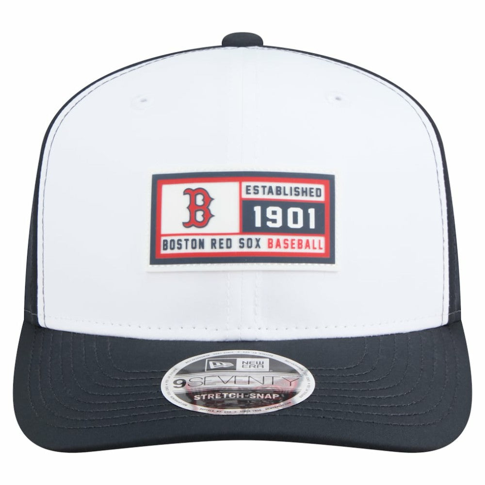 Boston Red Sox New Era Established Patch 9SEVENTY Adjustable Hat - White/Navy - New Era Discount