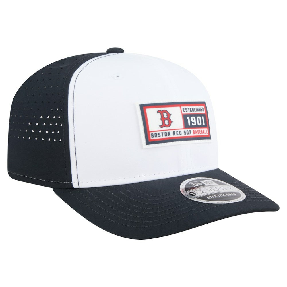 Boston Red Sox New Era Established Patch 9SEVENTY Adjustable Hat - White/Navy - New Era Discount