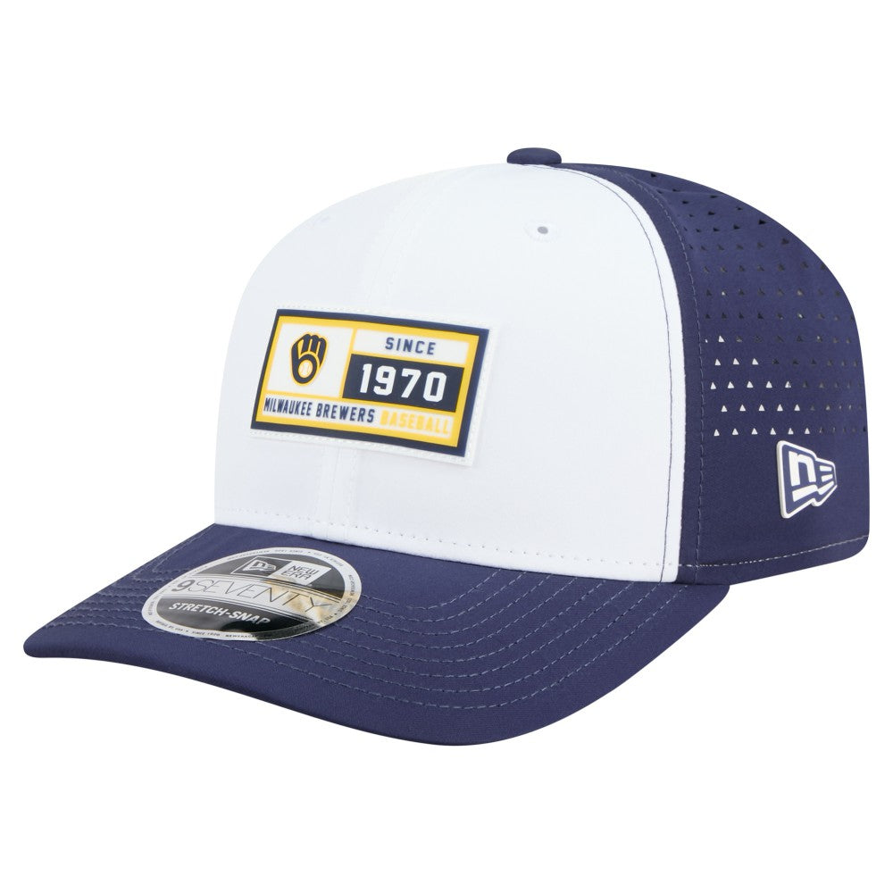 Milwaukee Brewers New Era Established Patch 9SEVENTY Adjustable Hat - White/Navy - New Era Lifestyle