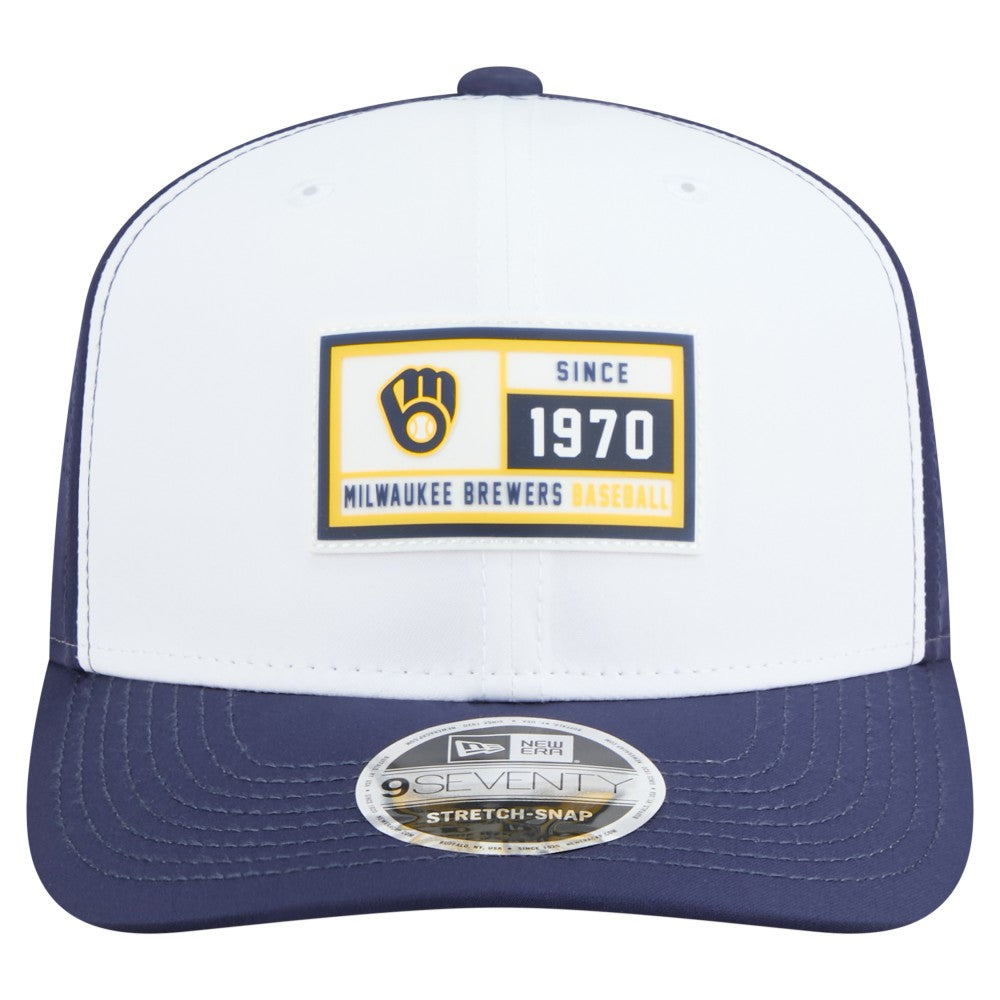 Milwaukee Brewers New Era Established Patch 9SEVENTY Adjustable Hat - White/Navy - New Era Lifestyle