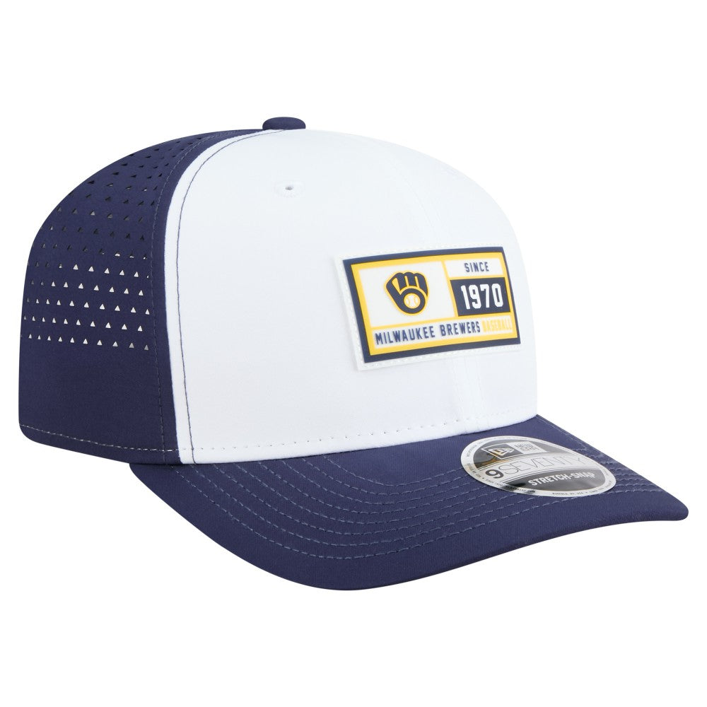 Milwaukee Brewers New Era Established Patch 9SEVENTY Adjustable Hat - White/Navy - New Era Lifestyle