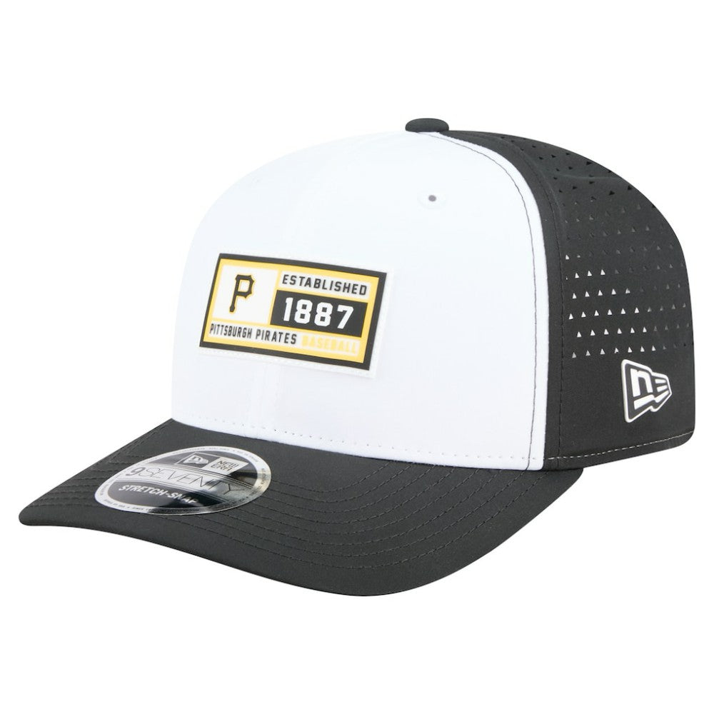 Pittsburgh Pirates New Era Established Patch 9SEVENTY Adjustable Hat - White/Black - New Era Discount