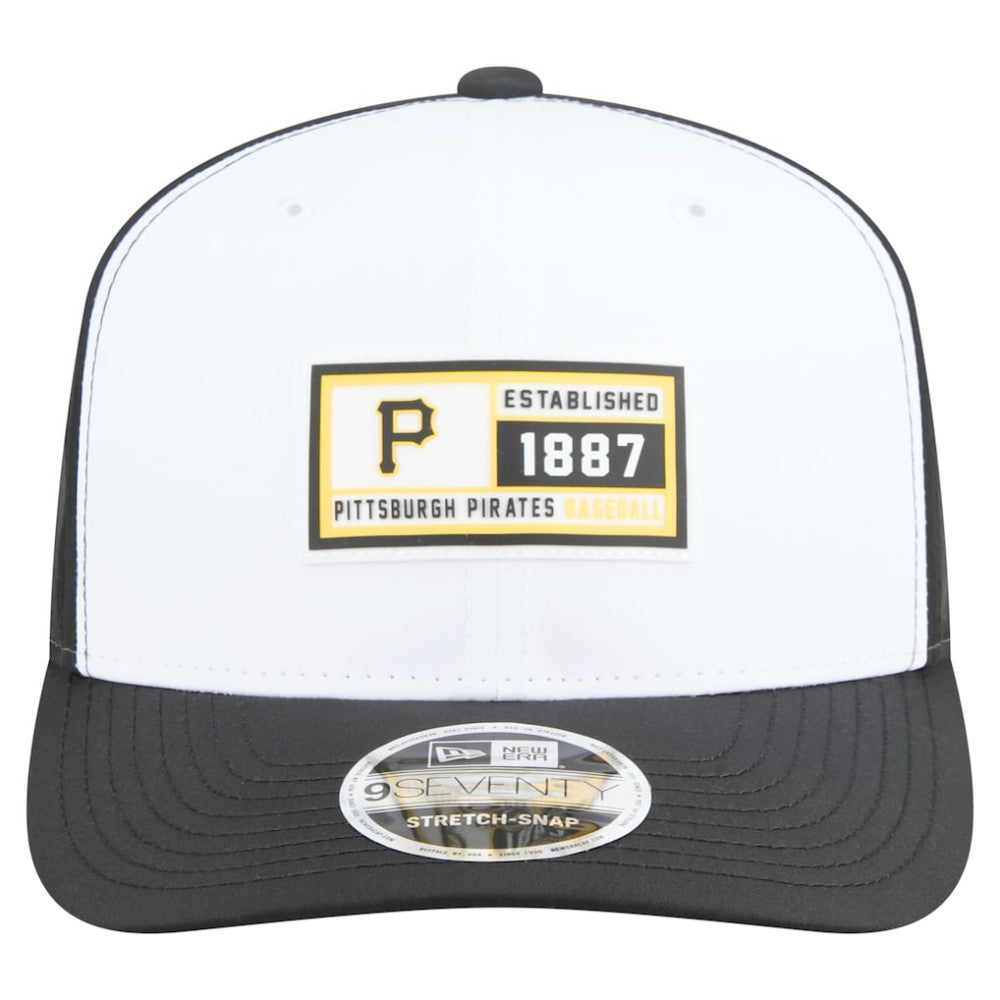 Pittsburgh Pirates New Era Established Patch 9SEVENTY Adjustable Hat - White/Black - New Era Discount