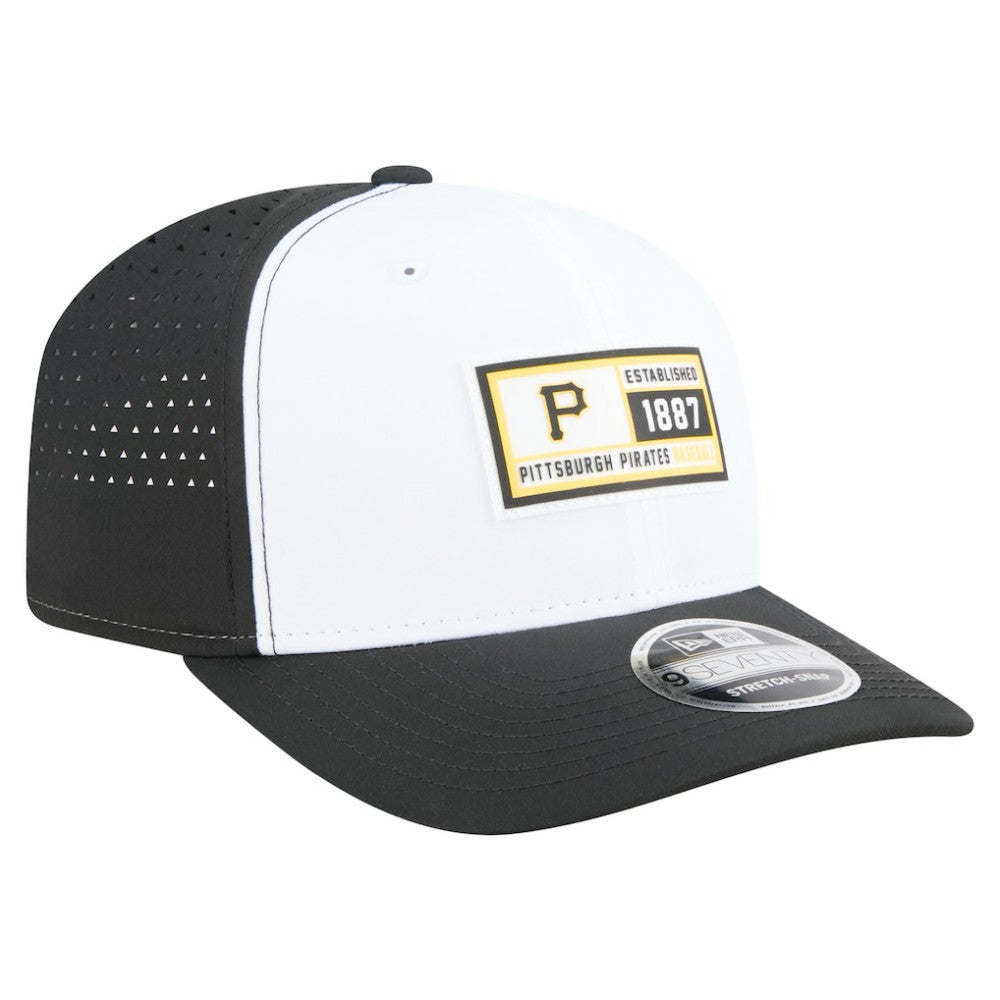 Pittsburgh Pirates New Era Established Patch 9SEVENTY Adjustable Hat - White/Black - New Era Discount
