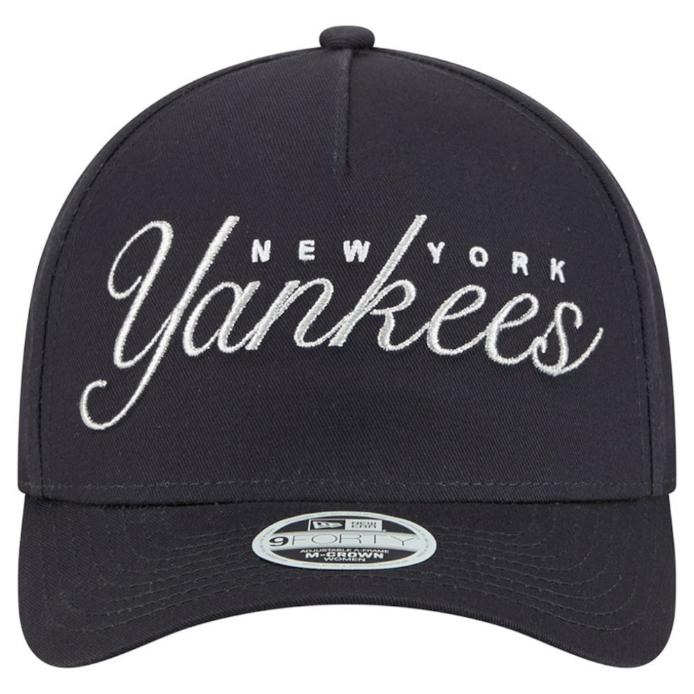 New York Yankees New Era Women's Metallic A-Frame 9FORTY Adjustable Hat - Navy - New Era Lifestyle
