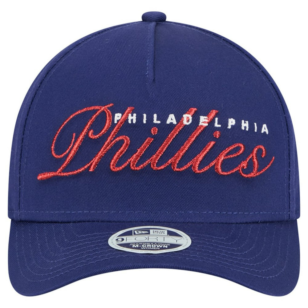 Philadelphia Phillies New Era Women's Metallic A-Frame 9FORTY Adjustable Hat - Royal - New Era Online