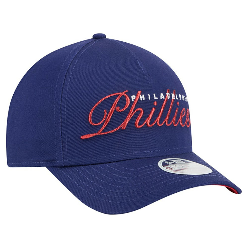 Philadelphia Phillies New Era Women's Metallic A-Frame 9FORTY Adjustable Hat - Royal - New Era Online