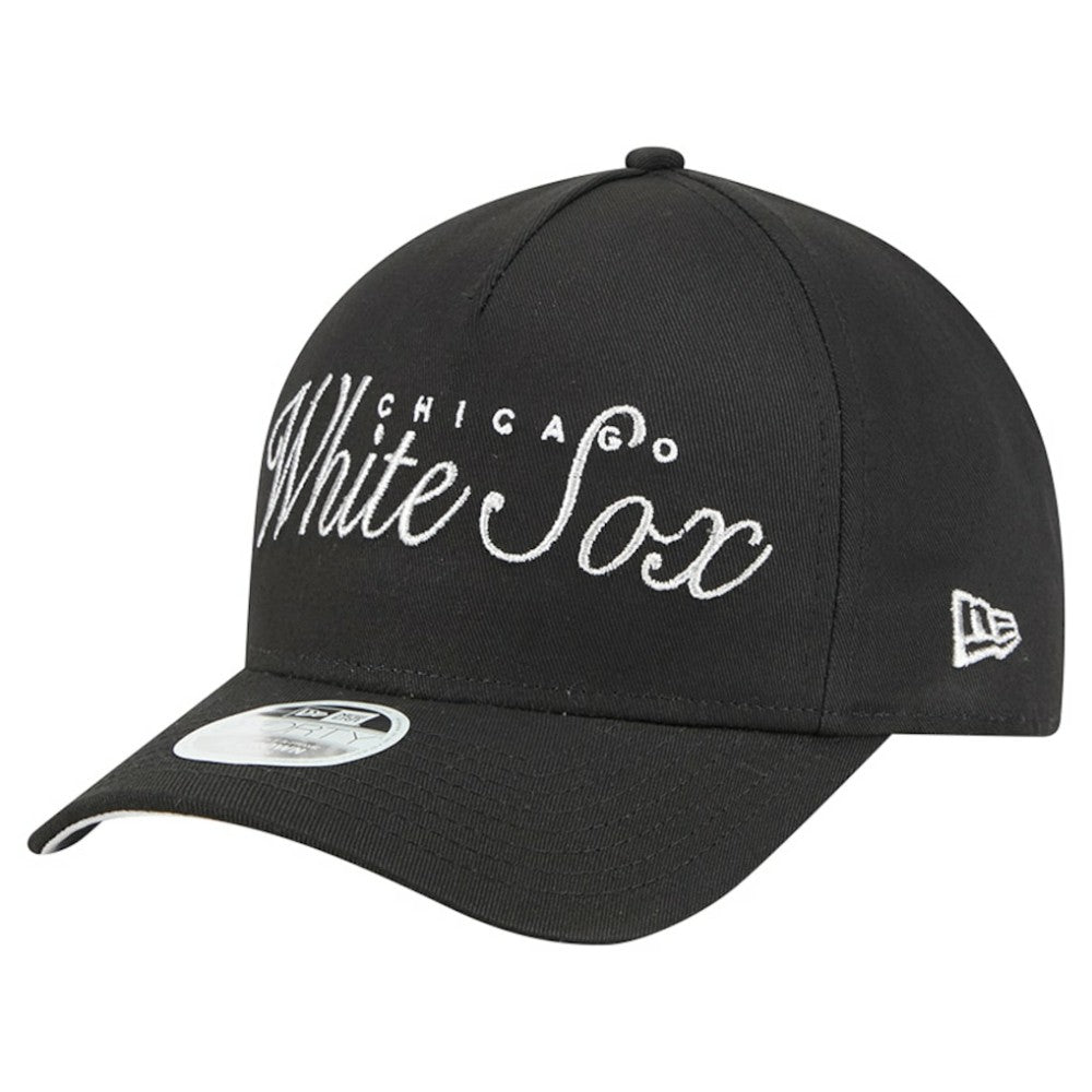 Chicago White Sox New Era Women's Metallic A-Frame 9FORTY Adjustable Hat - Black - New Era Discount