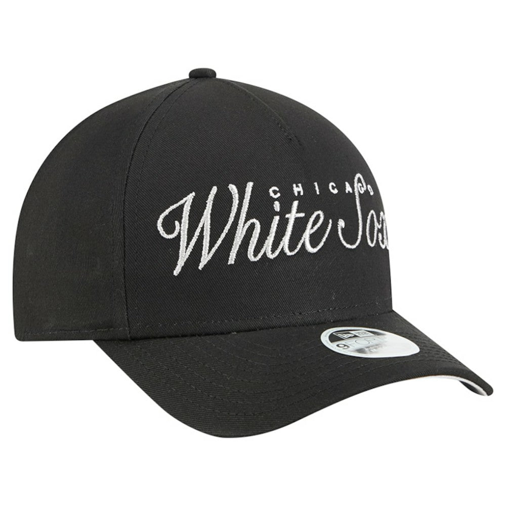 Chicago White Sox New Era Women's Metallic A-Frame 9FORTY Adjustable Hat - Black - New Era Discount