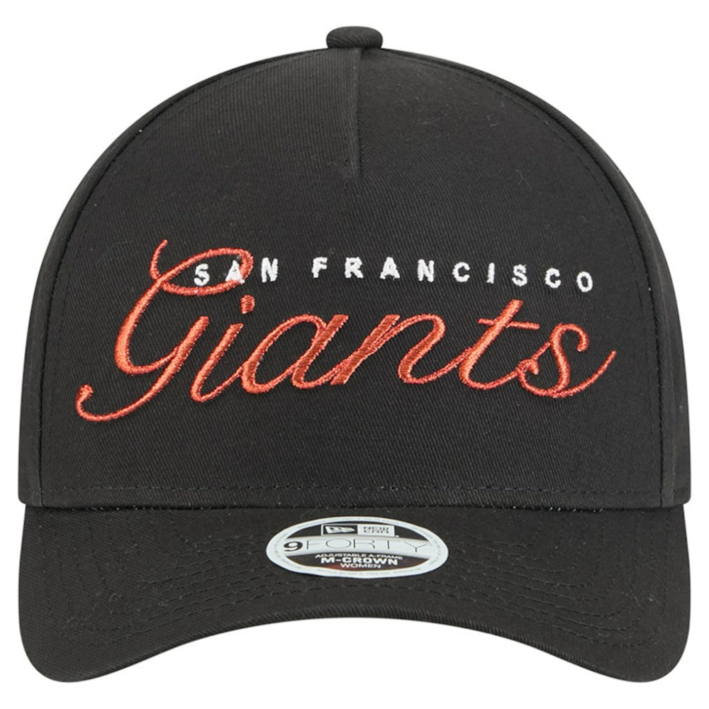 San Francisco Giants New Era Women's Metallic A-Frame 9FORTY Adjustable Hat - Black - New Era Lifestyle