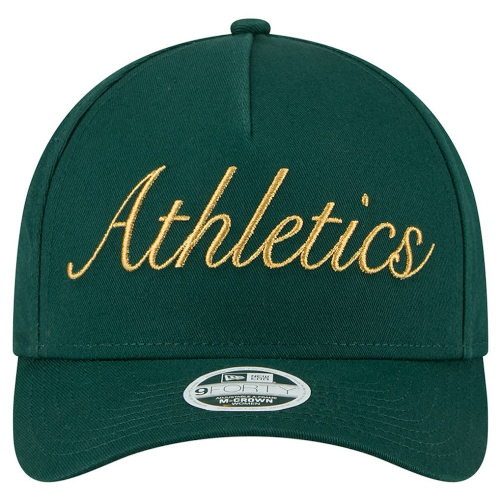 Athletics New Era Women's Metallic A-Frame 9FORTY Adjustable Hat - Green - New Era Online
