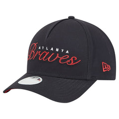 Atlanta Braves New Era Women's Metallic A-Frame 9FORTY Adjustable Hat - Navy - New Era on Sale