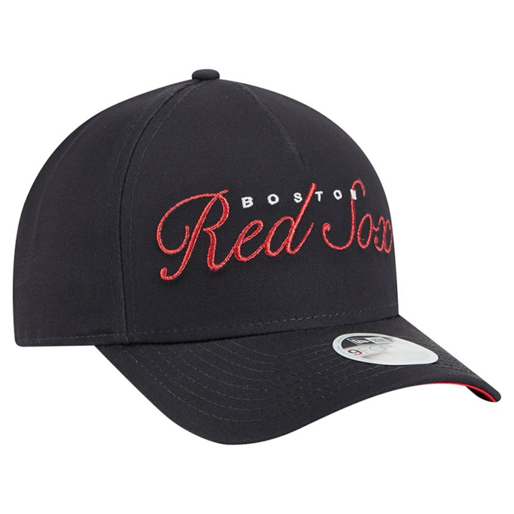 Boston Red Sox New Era Women's Metallic A-Frame 9FORTY Adjustable Hat - Navy - New Era Sale