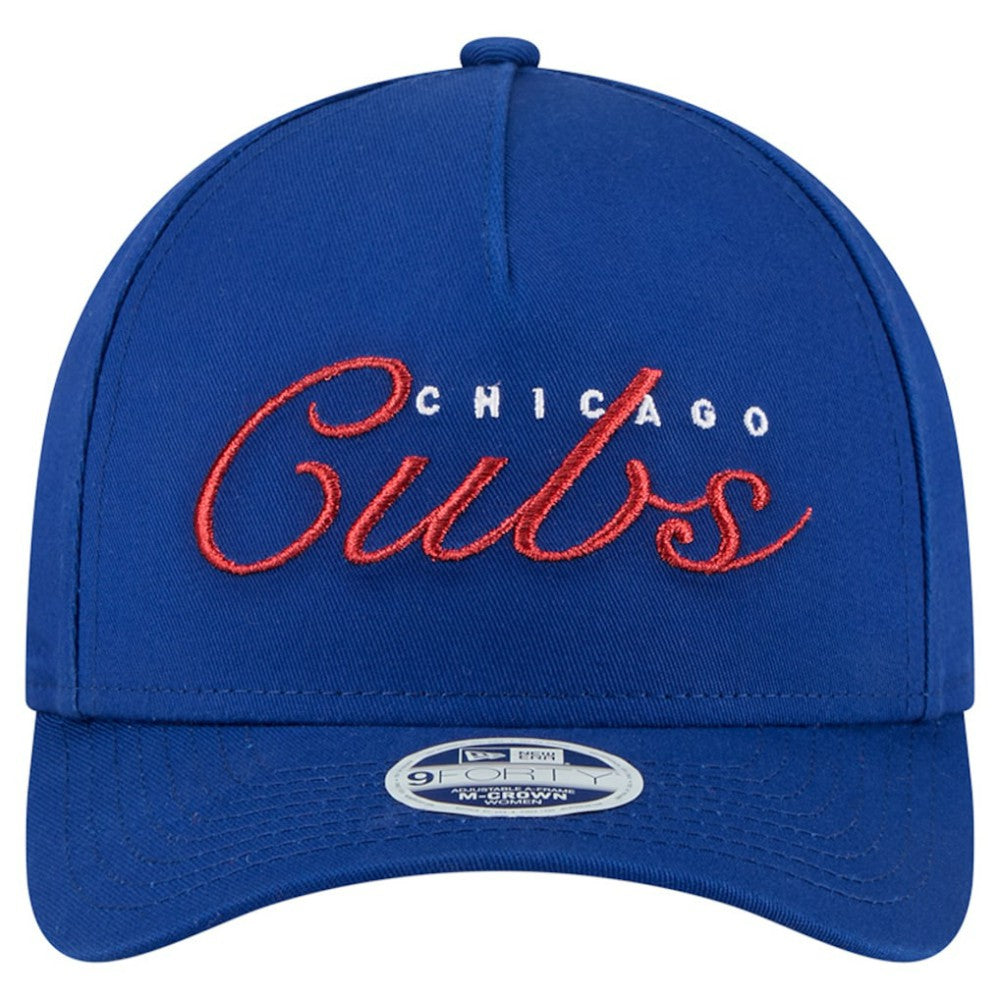 Chicago Cubs New Era Women's Metallic A-Frame 9FORTY Adjustable Hat - Royal - New Era Sale